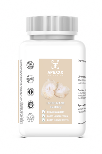 Experience the power of Lion's Mane Mushroom capsules from ApexXx Nutrition. Boost your cognitive function, enhance focus, and support overall brain health. Made from premium quality Lion's Mane extract for optimal results.